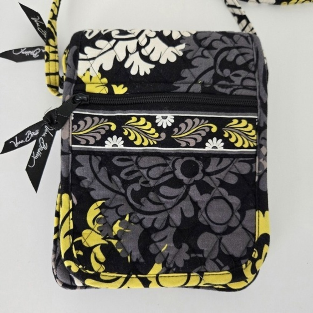 Vera Bradley Yellow‎ & Black Baroque Small Crossbody Handbag - Picture 3 of 7